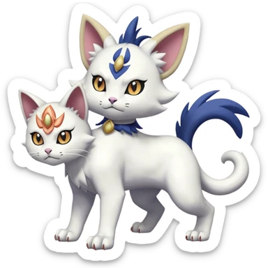 Delcatty-Absol-Meowth-Gatomon-fusion, full body sticker