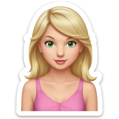Smiling taylor swift green eyes long blonde hair in tight pink dress sticker