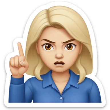 An angry lady with her finger up saying “Don’t PMO” sticker