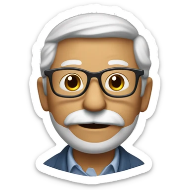 i want an emoji of a old man in his 50th years old that looks like an expert in teaching business , with glasses and a book in his hand sticker