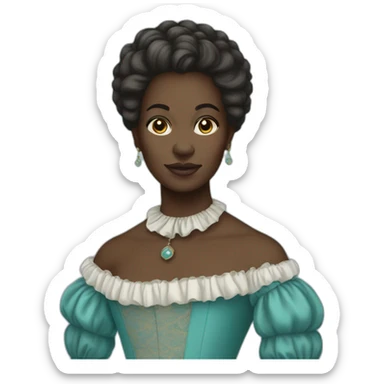 A black woman from 18th century,short hair, cyan gown sticker