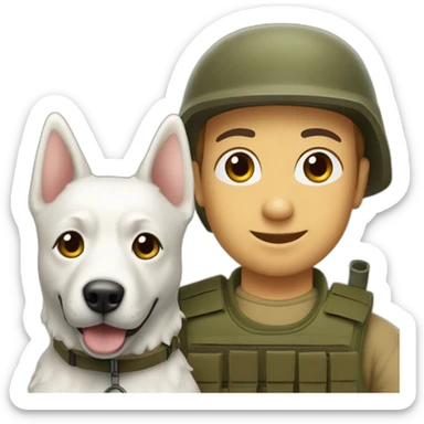  White Akbash dog and tanned Israel idf soldier  sticker