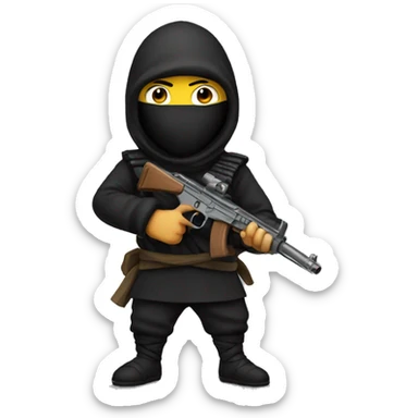 Ninja holding gun sticker