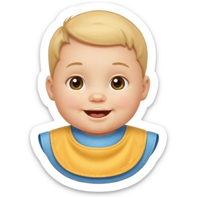baby with bib sticker
