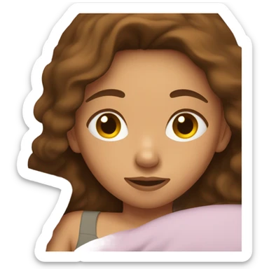 girl with brown hair laying in bed sticker