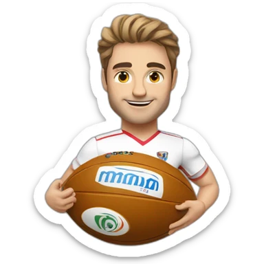 Antoine Dupont avec son ballon de rugby  sticker