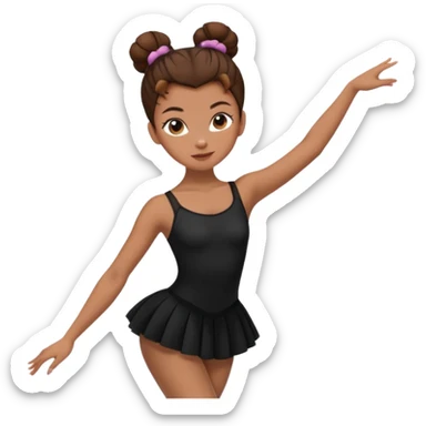 menina cabelos castanhos em coque vestida de roupas de jazz e sapatilhas pretas sticker