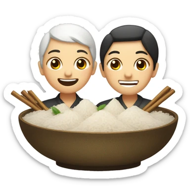 Cheers with two bowls of rice wine sticker