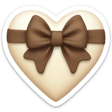 Cream heart with brown bow sticker