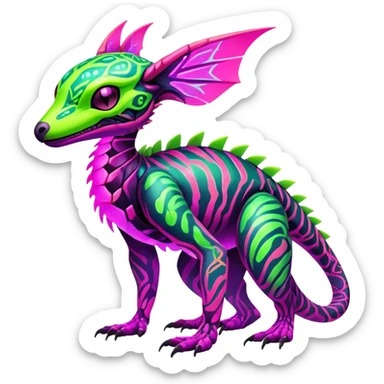 Tropical futuristic lush cool edgy neon Fionbri-Vernid-Elgyem-creature (full body) sticker