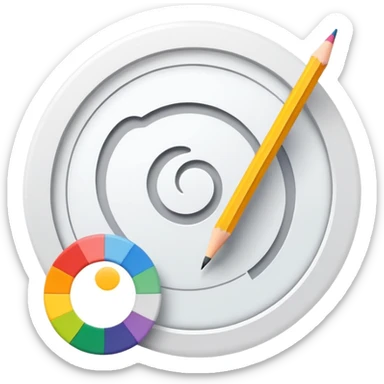 digital graphic template with a pencil, crop icon, and color palette tools around it sticker