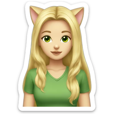 Cat girl blonde long hair green eyes sticker