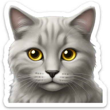 Gatto grigio fumo con occhi gialli peloso sticker