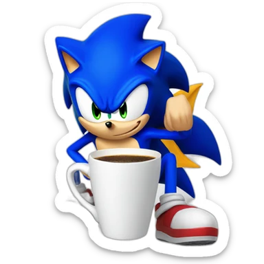 Sonic with coffee sticker