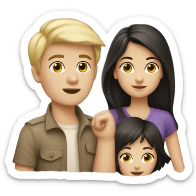 One Dark haired Brunette Girl, one blond girl, two dark haired boys sticker