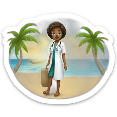 Female doctor vacation beach sticker