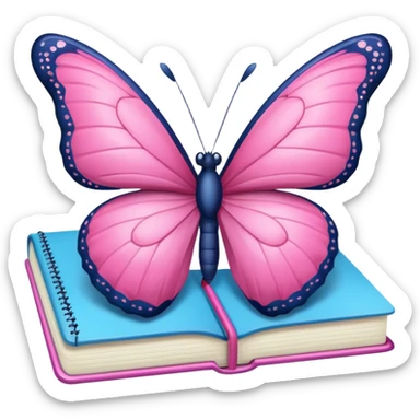 pink butterfly on notebook sticker