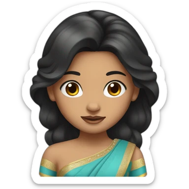 iPhone-style princess emoji with black hair, Indian girl pretty skintone  sticker
