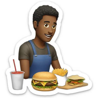 persona comiendo hamburguesas y tacos sticker