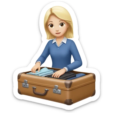 Blonde girl packing a suitcase sticker
