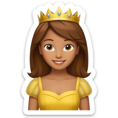 Princess daisy yelllow dress standing with brown hair sticker
