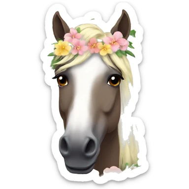 horse with a flower crown sticker
