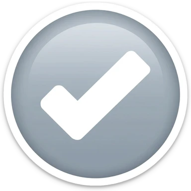 Light Grey circle with big white checkmark please with a straight check mark sticker