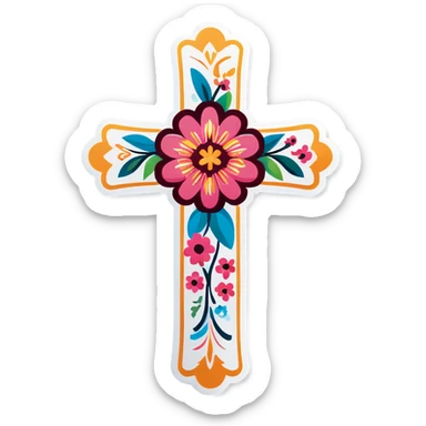 Cross with flowers  sticker