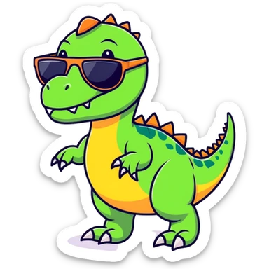 dinosaur with sunglasses  sticker
