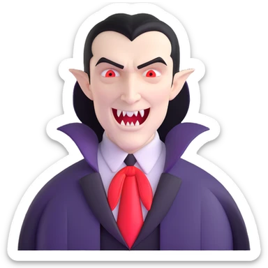 Count Dracula with pale skin and vampire fangs sticker