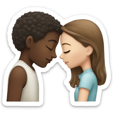 An African-American boy kissing a soft girl with brown hair(The girl has white skin and straight hair) sticker