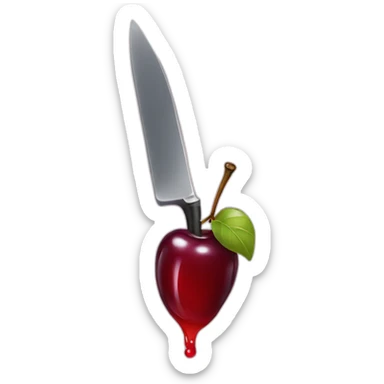 knife with cherry juice dripping sticker