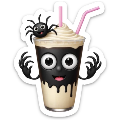 Black spider drinking a milkshake  sticker