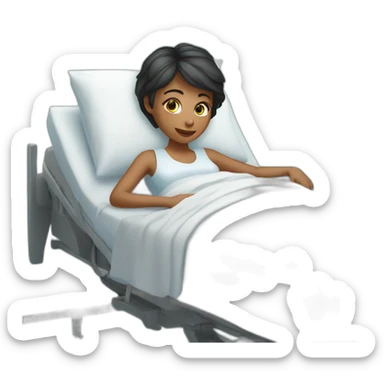 Girl whith short hair in the bed of hospital sticker