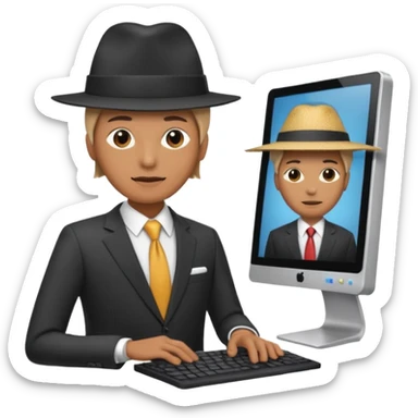  A person that has a computer screen as it head A person that has a computer screen as it’s hat and wear a suit and wears a suitand is wearing a suit sticker