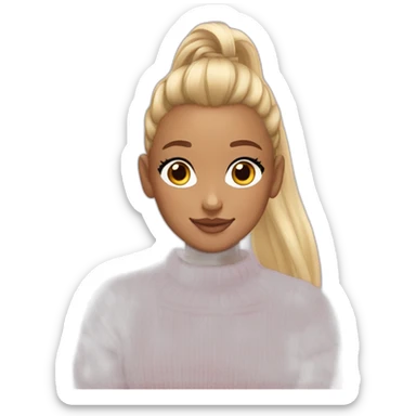 ariana grande with a blond ponytail , wearing a pink sweater sticker