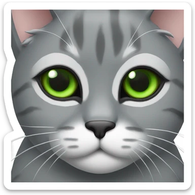 Gray cat santa claus with green eyes  sticker