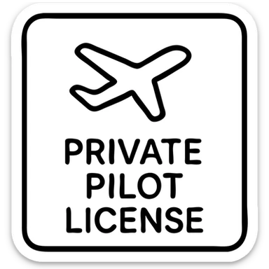 minimalist private pilot license with a small airplane icon and clean layout sticker