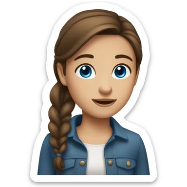 girl with blue eyes and straight brown hair sticker