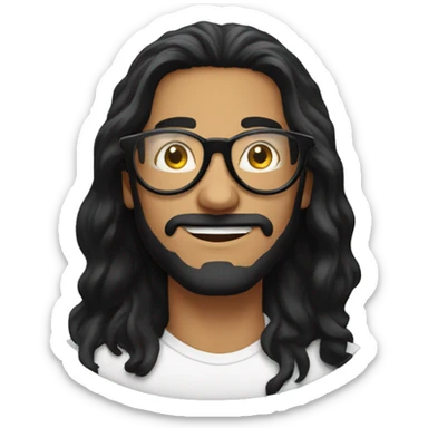 long black hair guy with circle eyewear sticker