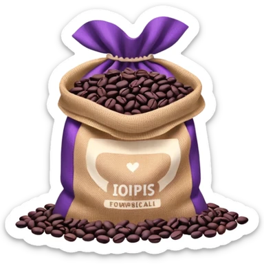 Bag of purple coffee beans sticker