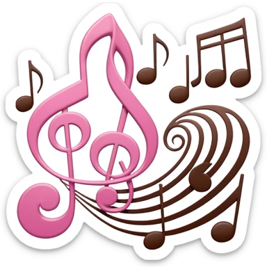 pink and brown polka dot music notes sticker