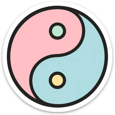 little alchemy style icon
subject: tao
border: medium-black
shape: round, circular
background: white
style: full color fill with medium black outlining sticker