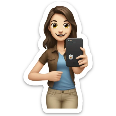 Brunette white Girl taking selfie with her phone sticker
