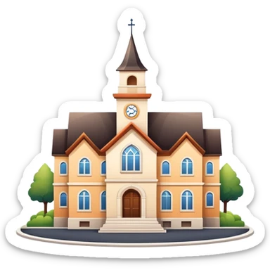symbol for municipality with town hall building and small houses sticker