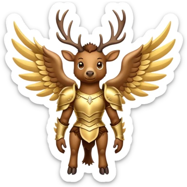 Brown Flying Elk with wings wearing gold armor sticker