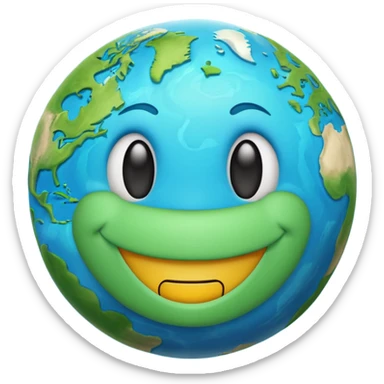 planet earth smiley face sticker