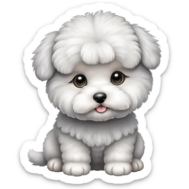 Gray Bichon Frise puppy sticker