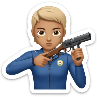 athlete with gun shooting, in Olympics sticker