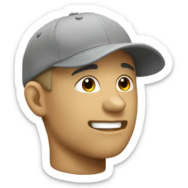 baseball cap, grey sticker